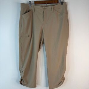 Eddie Bauer Tan Cargo Capri Pants Womens 12 Outdoor Hiking Utility Gropcore